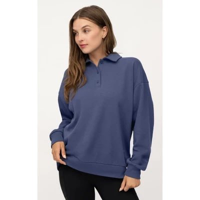 Yogalicious Womens Cloud Plush Grove Cozy Polo Sweatshirt - Image 3