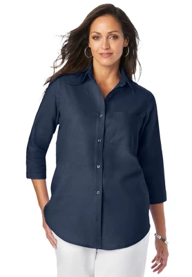Jessica London Women’s Plus Size Linen 3/4 Sleeve Tunic