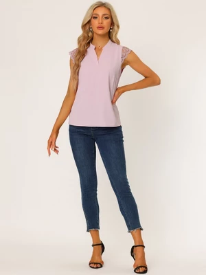 Allegra K Women's Work Office Split Neck Sleeveless Basic Blouse - Image 2