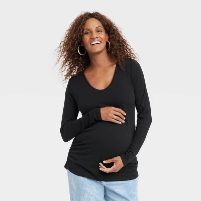 Long Sleeve Scoop Neck Maternity T-Shirt - Isabel Maternity By Ingrid & Isabel™ - Image 3