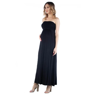 24seven Comfort Apparel Sleeveless Empire Waist Maternity Maxi Dress
