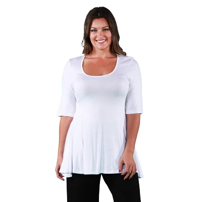 24seven Comfort Apparel Womens Plus Size Elbow Swing Tunic Top - Image 14