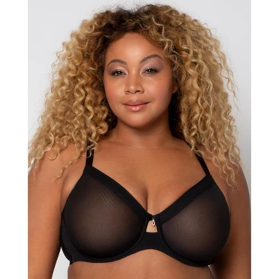 Curvy Couture Womens Sheer Mesh Full Coverage Unlined Underwire Bra - Image 10