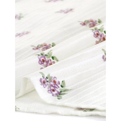 Allegra K Women's Frilled Top Peter Pan Collar Blossoms Floral Print Blouse Shirt - Image 5