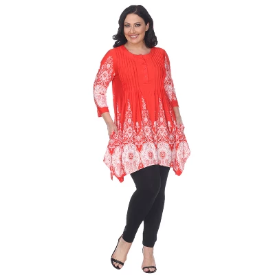 Women's Plus Size 3/4 Sleeve Printed Dulce Tunic Top - White Mark - Image 8