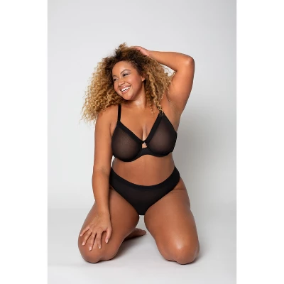 Curvy Couture Womens Sheer Mesh Full Coverage Unlined Underwire Bra - Image 9