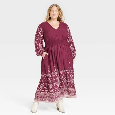Women's Long Sleeve Smocked Maxi Dress - Knox Rose™ - Image 4
