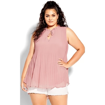 Women's Plus Size Adore Pleat Top - Rose Pink | CITY CHIC - Image 3