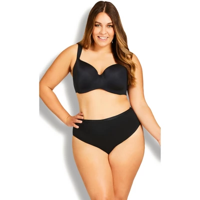 Women's Plus Size Basic Hi Cut Brief 3 Pack- Black | AVENUE - Image 3