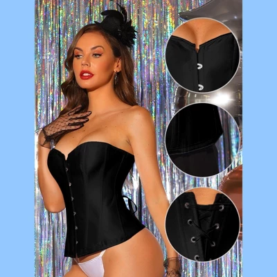 Allegra K Women's Gothic Satin Lace Up Over Bust Shapewear - Image 2