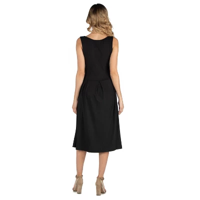 24seven Comfort Apparel Women's Maternity Fit And Flare Midi Dress - Image 2