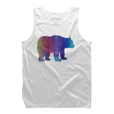 Design By Humans Rainbow Watercolor Artistic Bear By Maryedenoa Tank Top - Image 4