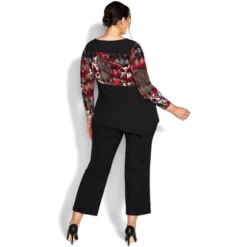 Women's Plus Size Carla Print Top - Rust | AVENUE