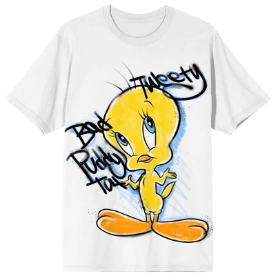 Looney Tunes Graffitti Tweety Women's White T-shirt - Image 3