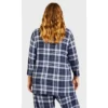 Women's Plus Size Hacci V Neck Check Top - Navy | AVENUE