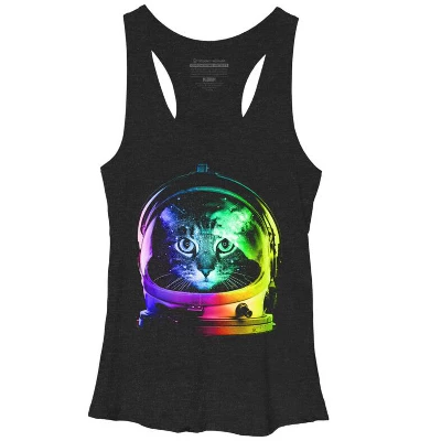 Women's Design By Humans Astronaut Cat By Clingcling Racerback Tank Top - Image 3