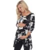 Maternity Floral Scoop Neck Tunic Top With Pockets - White Mark