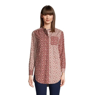 Lands' End Women's Cotton A-Line Long Sleeve Tunic Top - Image 11