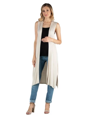 Sleeveless Long Maternity Cardigan - Image 6
