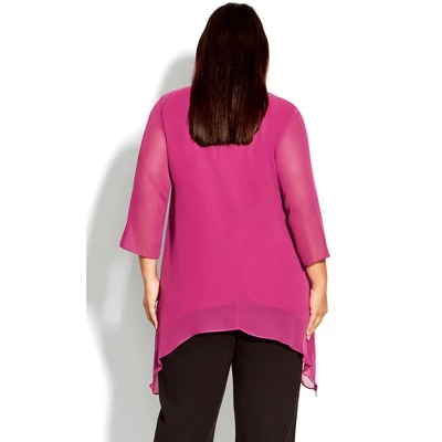 Women's Plus Size Hanna Layered Top - Magenta | AVENUE STUDIO