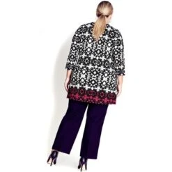 Women's Plus Size Primrose Border Tunic - Ivory | AVENUE STUDIO