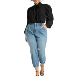 ELOQUII Women’s Plus Size Scarf Front Blouse