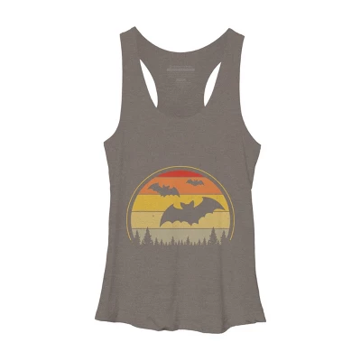 Women's Design By Humans Vintage Retro Vampire Bats Halloween Costume By Chos Racerback Tank Top - Image 3