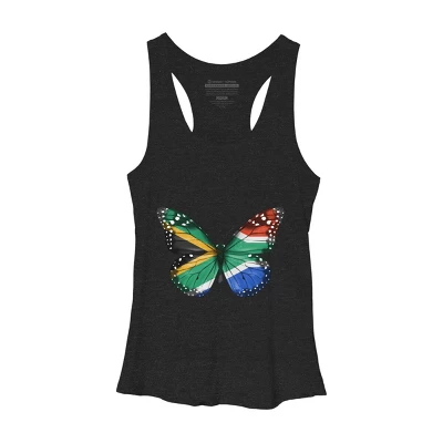 Women's Design By Humans Butterfly Flag Of South Africa By GiftsIdeas Racerback Tank Top - Image 2