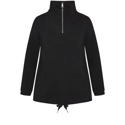 Women's Plus Size Textured Pullover - Black | ZIM & ZOE - Image 2