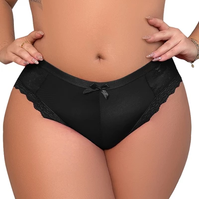 Agnes Orinda Women's Plus Size Laceback Mid-Rise Solid Brief Micro Underwear - Image 5