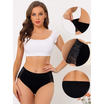 Agnes Orinda Women's Plus Size Panties Underwear Lace Breathable Mid Waist Stretch Briefs - Image 2