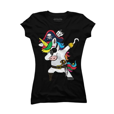 Junior's Design By Humans Dabbing Dance Pirate Unicorn Gifts Funny Halloween Costume Gift By Lukesstore T-Shirt - Image 3