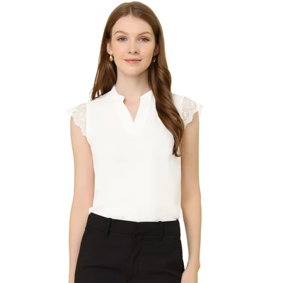 Allegra K Women's Work Office Split Neck Sleeveless Basic Blouse - Image 6