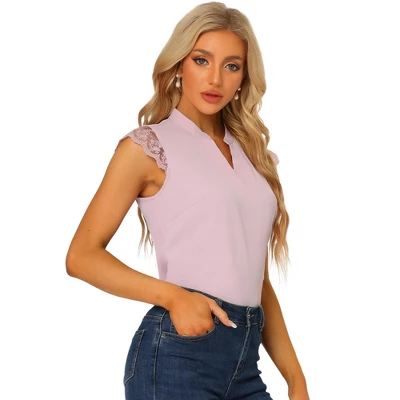 Allegra K Women's Work Office Split Neck Sleeveless Basic Blouse - Image 5