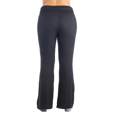 24seven Comfort Apparel Black Bell Bottom Foldover Waist Plus Size Sweatpants