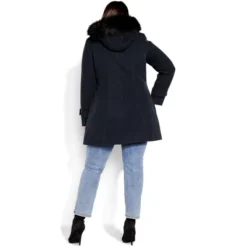 Women's Plus Size Wonderwall Coat - Navy | CITY CHIC