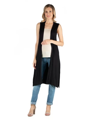 Sleeveless Long Maternity Cardigan - Image 4
