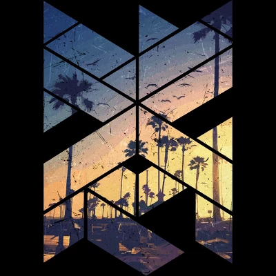 Women's Design By Humans Vintage Palm Beach Geometric By Magnussons Racerback Tank Top