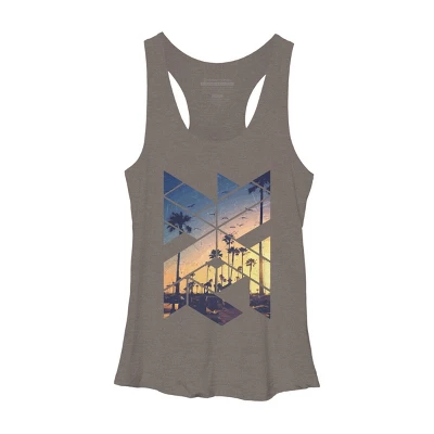 Women's Design By Humans Vintage Palm Beach Geometric By Magnussons Racerback Tank Top - Image 5