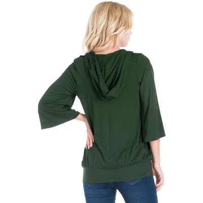 24seven Comfort Apparel Oversized Maternity Fashion Hoodie Top - Image 2