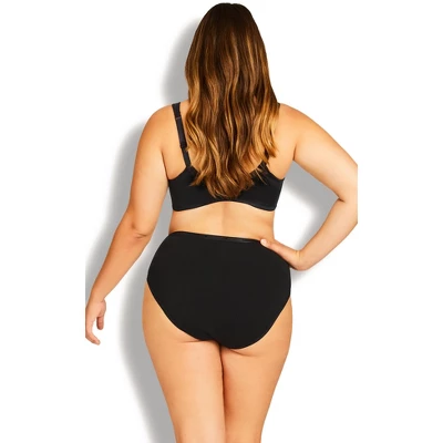 Women's Plus Size Basic Hi Cut Brief 3 Pack- Black | AVENUE
