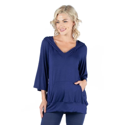 24seven Comfort Apparel Oversized Maternity Fashion Hoodie Top - Image 8