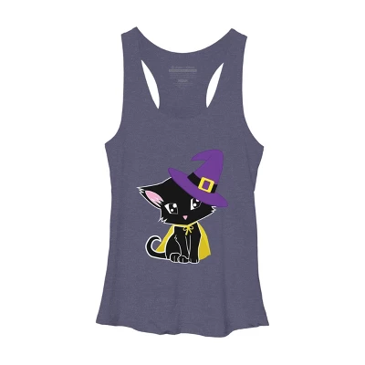 Women's Design By Humans Halloween Cat By AdrianaOliveira Racerback Tank Top - Image 9