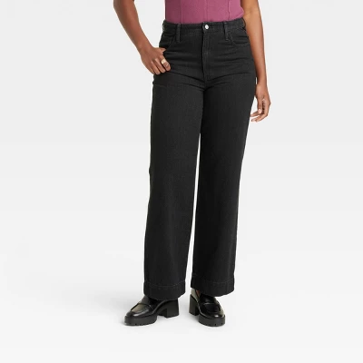Women's High-Rise Wide Leg Jeans - Universal Thread™ Black - Image 3