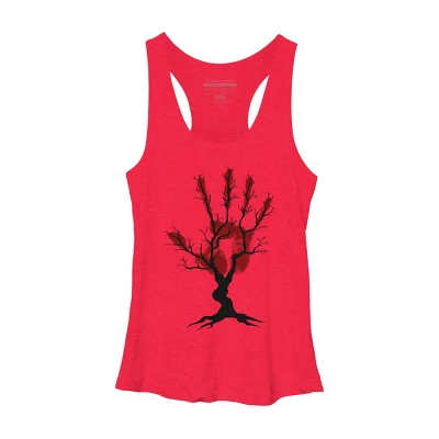 Women's Design By Humans Halloween Tree By AisenArt Racerback Tank Top - Image 3