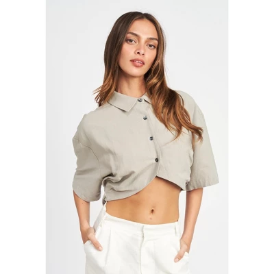 EMORY PARK Women's Cropped Button Down Shirts - Image 3