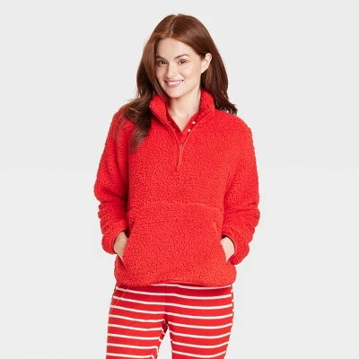 Women's Faux Shearling Matching Family Half Zip Pullover - Wondershop™ Red - Image 3
