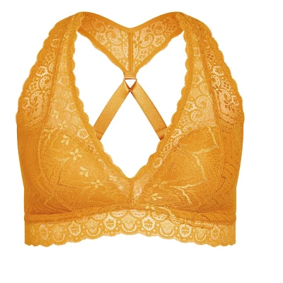 Women's Plus Size Lingerie Racer Back Bralette - Marigold | HIPS & CURVES - Image 2