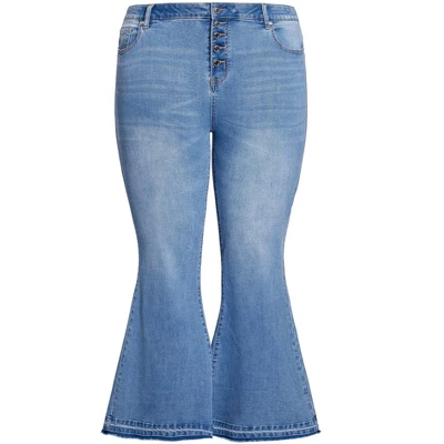 Avenue Women's Plus Size Harmony Flare Jean - Light Wash | AVEOLOGY - Image 2