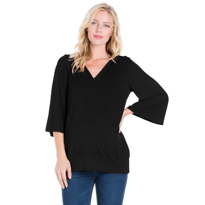 24seven Comfort Apparel Oversized Maternity Fashion Hoodie Top - Image 5